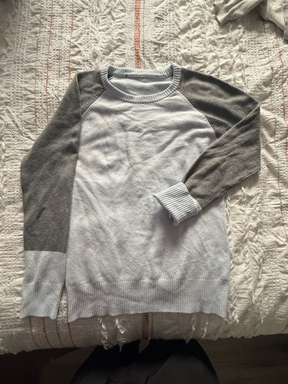 Women's Two-Tone Crewneck Sweater - Light Gray and Charcoal